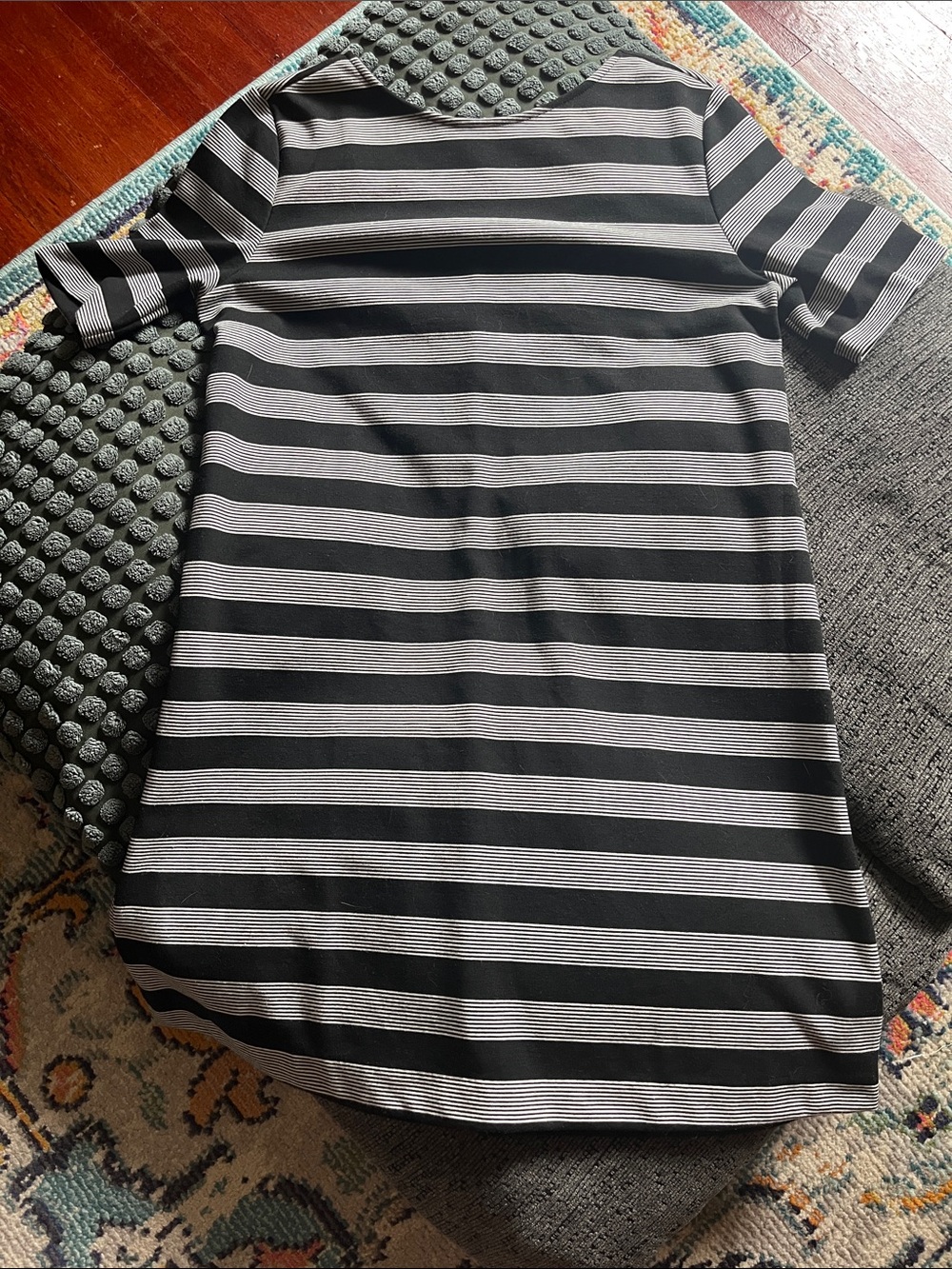GAP Black and White Striped Short Sleeve Dress
